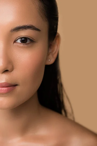 Abgeschnittene Ansicht Der Schönen Nackten Asiatischen Mädchen Blick Auf Kamera — Stockfoto