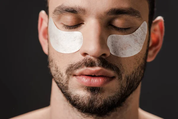 Handsome Man Eye Patches Face Isolated Grey — Stock Photo, Image