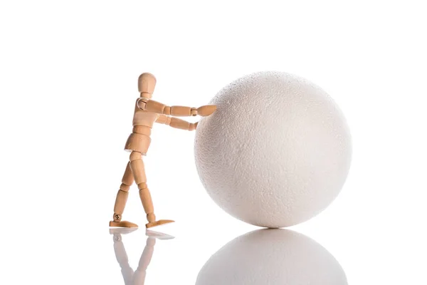 Wooden Doll Ball White Evolution Concept — Stock Photo, Image