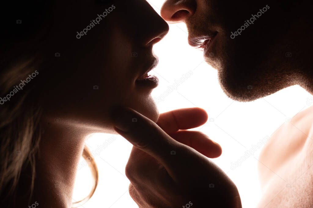 cropped view of man touching woman isolated on white 