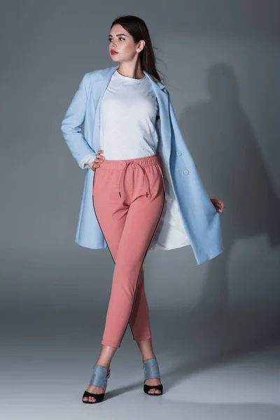 Model in blue trench — Stock Photo