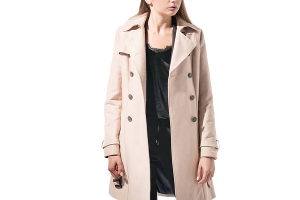 Fille en trench coat classique — Photo de stock