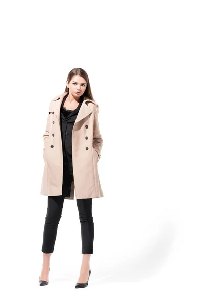 Girl in trench coat — fashionable, Studio Shot - Stock Photo | #165244468