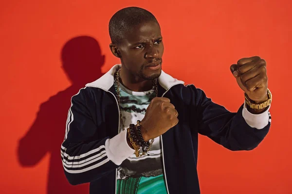 Africano americano hombre boxeo — Stock Photo