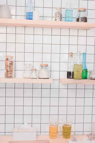 Shelves at coffee shop — Stock Photo