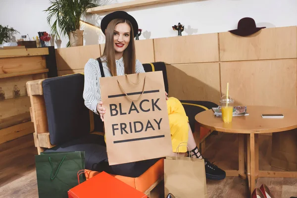 Shopping bag with black friday — Stock Photo