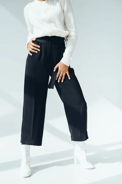 Girl in trendy black pants — Stock Photo