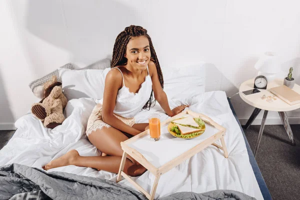Breakfast in bed — Stock Photo