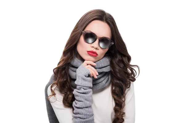 Woman wearing trendy sunglasses — Stock Photo