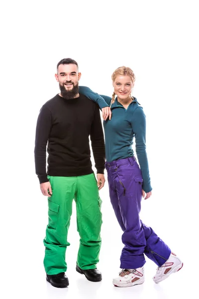 Couple in snowboarding clothes — Stock Photo