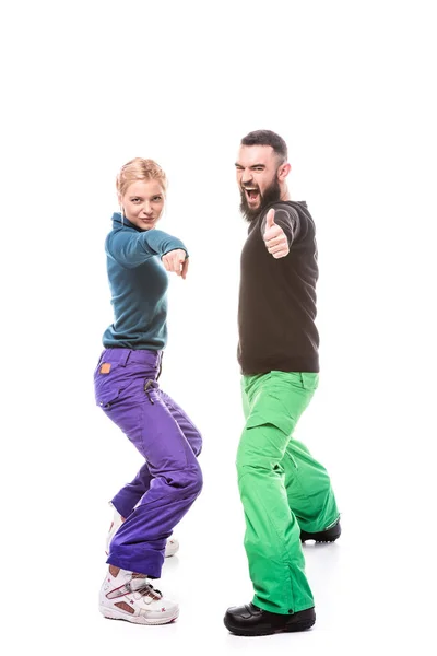 Couple in snowboarding clothes — Stock Photo