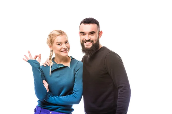 Young couple of snowboarders — Stock Photo