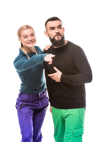 Pareja en ropa de snowboard - foto de stock