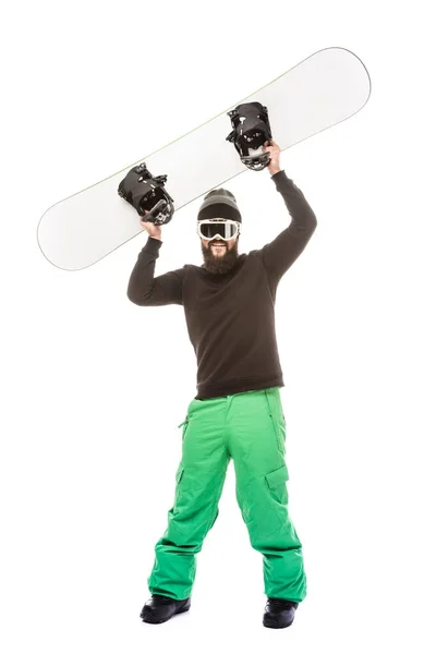 Joven con snowboard - foto de stock