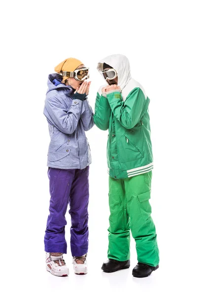 Snowboarders in snowboarding glasses — Stock Photo