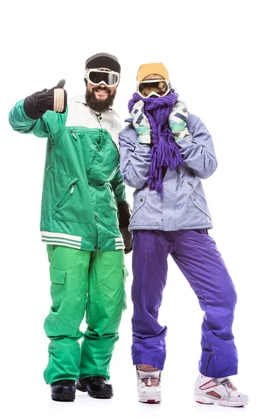 Snowboarders en lunettes de snowboard — Photo de stock