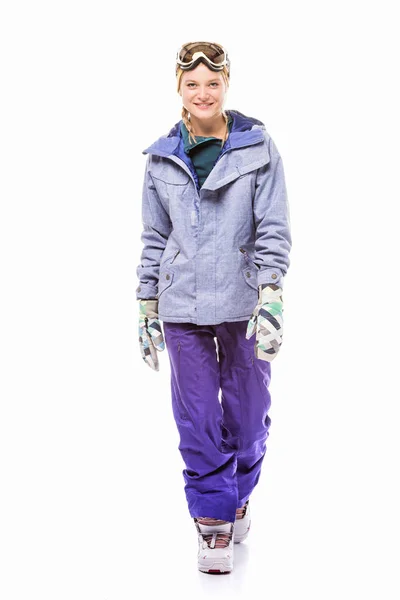 Donna in costume da snowboard — Foto stock