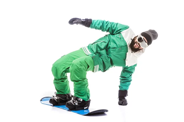 Homem deslizando em snowboard — Fotografia de Stock