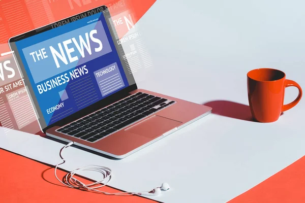 Laptop with news — Stock Photo