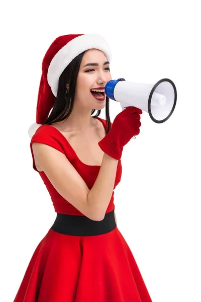 Asian woman with megaphone — Stock Photo