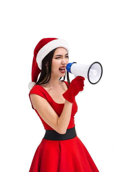 Asian woman with megaphone — Stock Photo