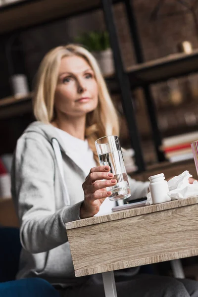 Sick woman at home — Stock Photo