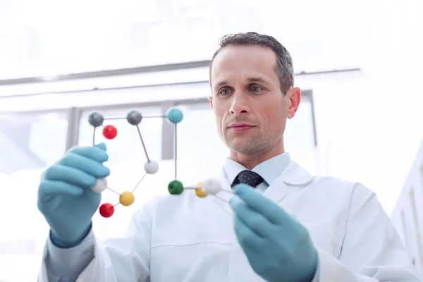 Doctor examining molecular model — Stock Photo