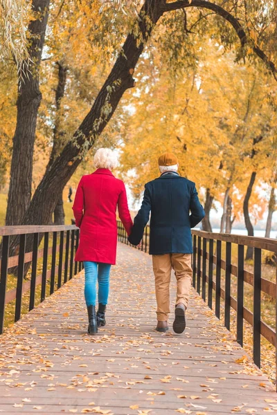 Senior couple holding hands — Stock Photo