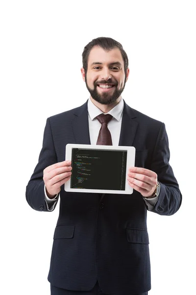 Tablet with html code — Stock Photo