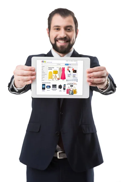 Tablet with ebay website — Stock Photo