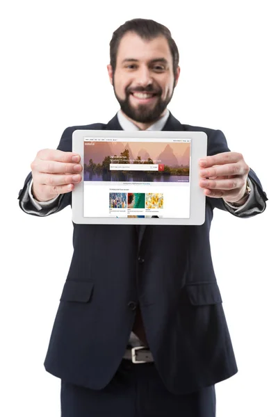 Tablet with shutterstock website — Stock Photo