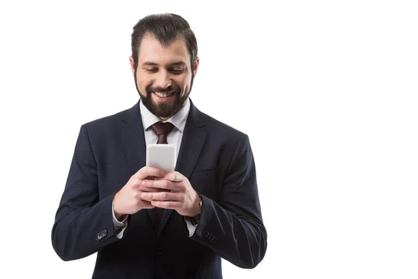 Homem de negócios usando smartphone — Fotografia de Stock