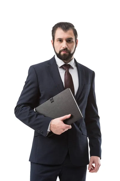 Serious businessman with documents — Stock Photo