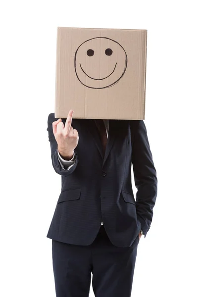 Businessman showing middle finger — Stock Photo