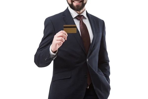 Homme d'affaires titulaire d'une carte de crédit — Photo de stock