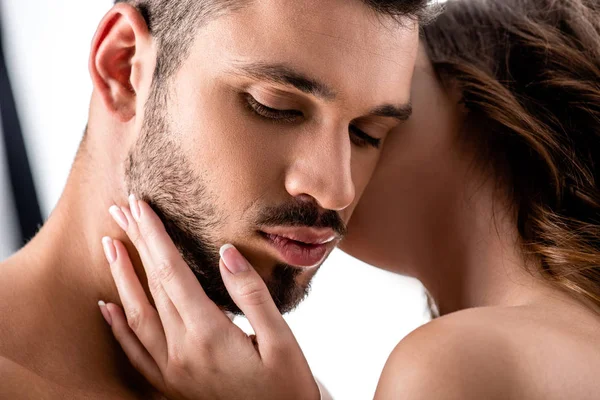 Casal muito sensual isolado no branco — Stock Photo