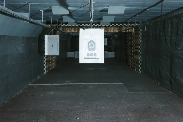 Targets for shooting in empty shooting gallery — Stock Photo