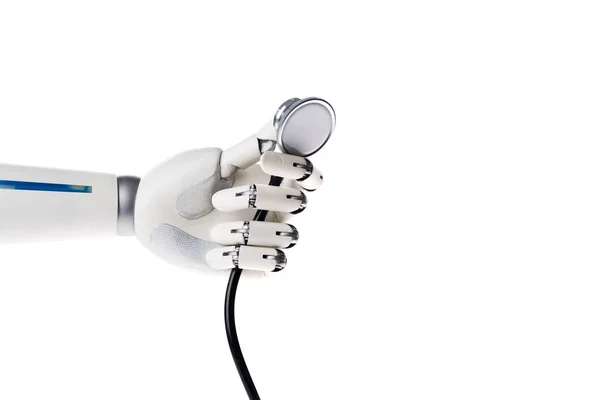 Estetoscopio de mano robot aislado en blanco - foto de stock