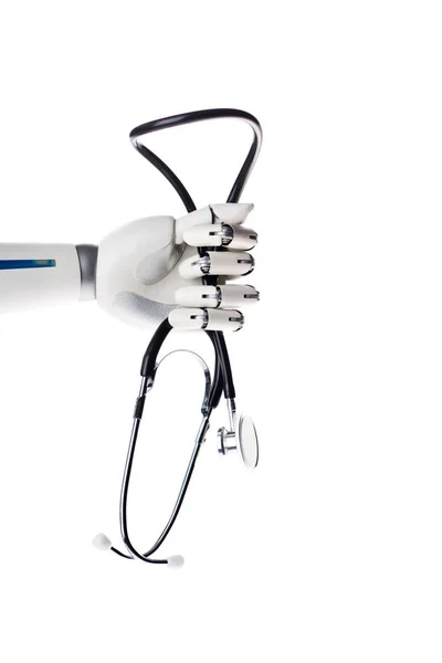 Stetoscopio medico a mano robot isolato su bianco — Foto stock