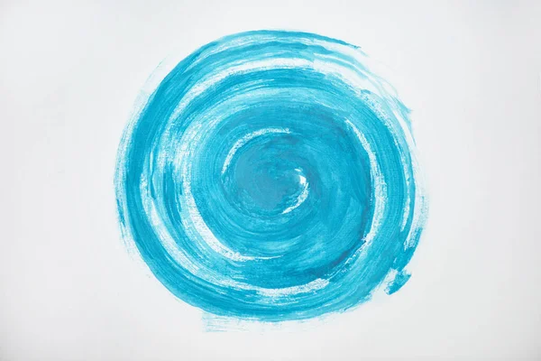Cercle bleu peint sur fond blanc — Photo de stock