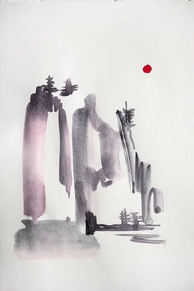 Bild mit japanischer Malerei auf weißem Hintergrund — Stockfoto