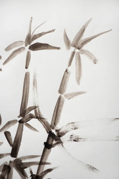 Japanese painting with bamboo on white background — Stock Photo