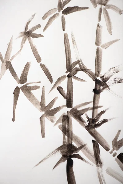 Japanese painting with grey bamboo on white — Stock Photo