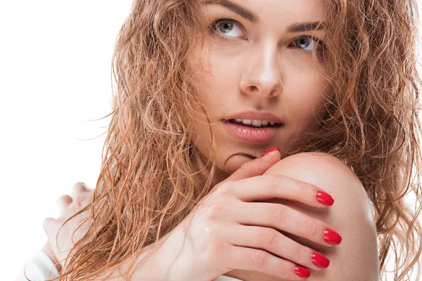 Jovem Mulher com cabelo molhado — Fotografia de Stock