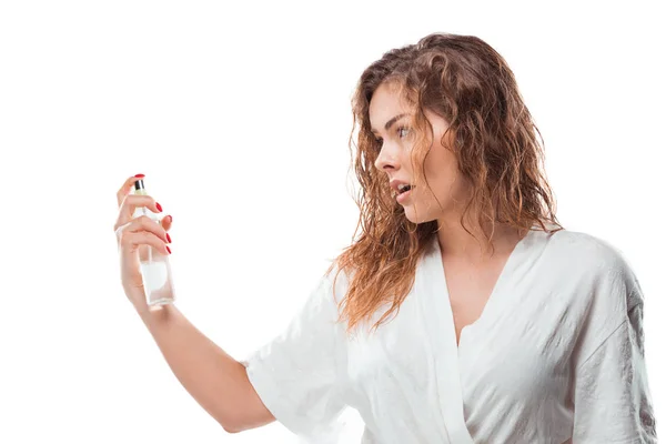 Young woman with hairspray — Stock Photo, Image