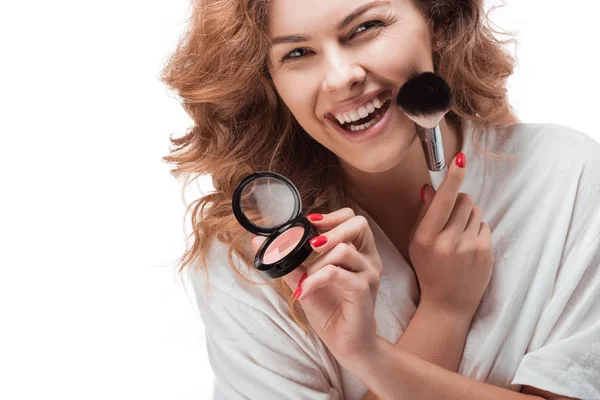 Mujer aplicando maquillaje — Foto de Stock