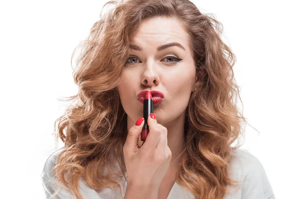 Woman with red lipstick — Stock Photo, Image