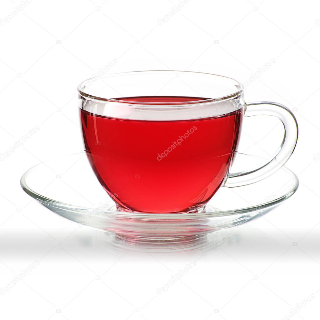 a cup of tea on the white background