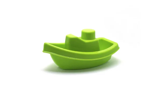 Plastic Speelgoed Boot Witte Achtergrond — Stockfoto