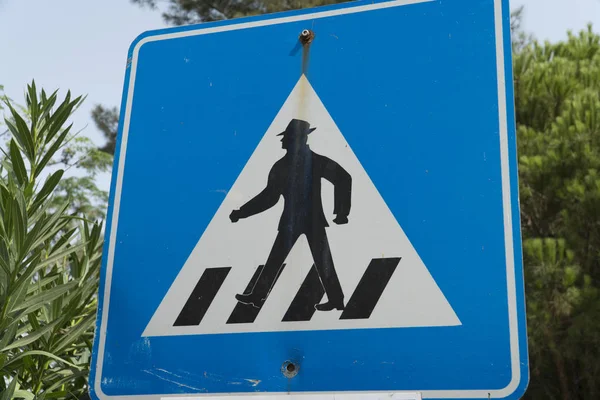 Знак Дороге Пешеходный Переход — стоковое фото